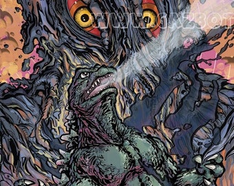 Godzilla vs Hedorah Smog Monster Art Print | Kaiju Movie Poster