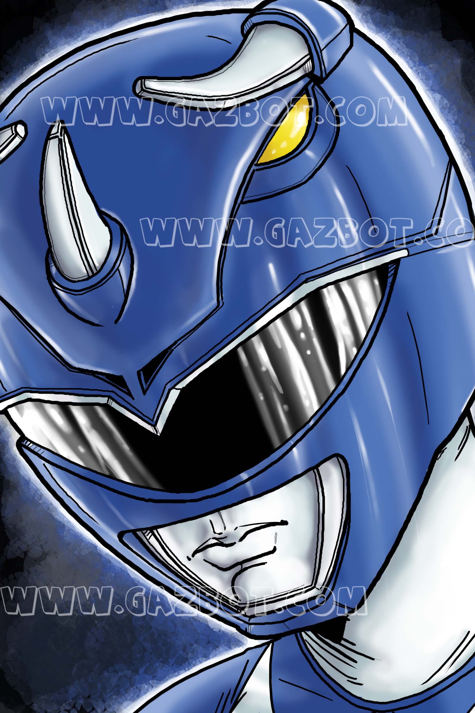 Boy's Power Rangers Blue Ranger Helmet T-Shirt - Royal Blue - Large