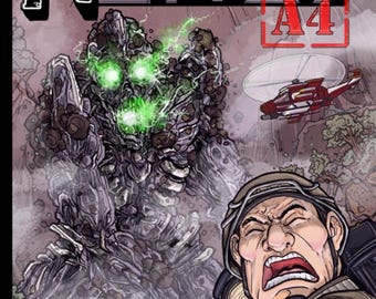 Issue #1 of "The Horror A4" my Independent Kaiju (giant monster) comic. 24 pages