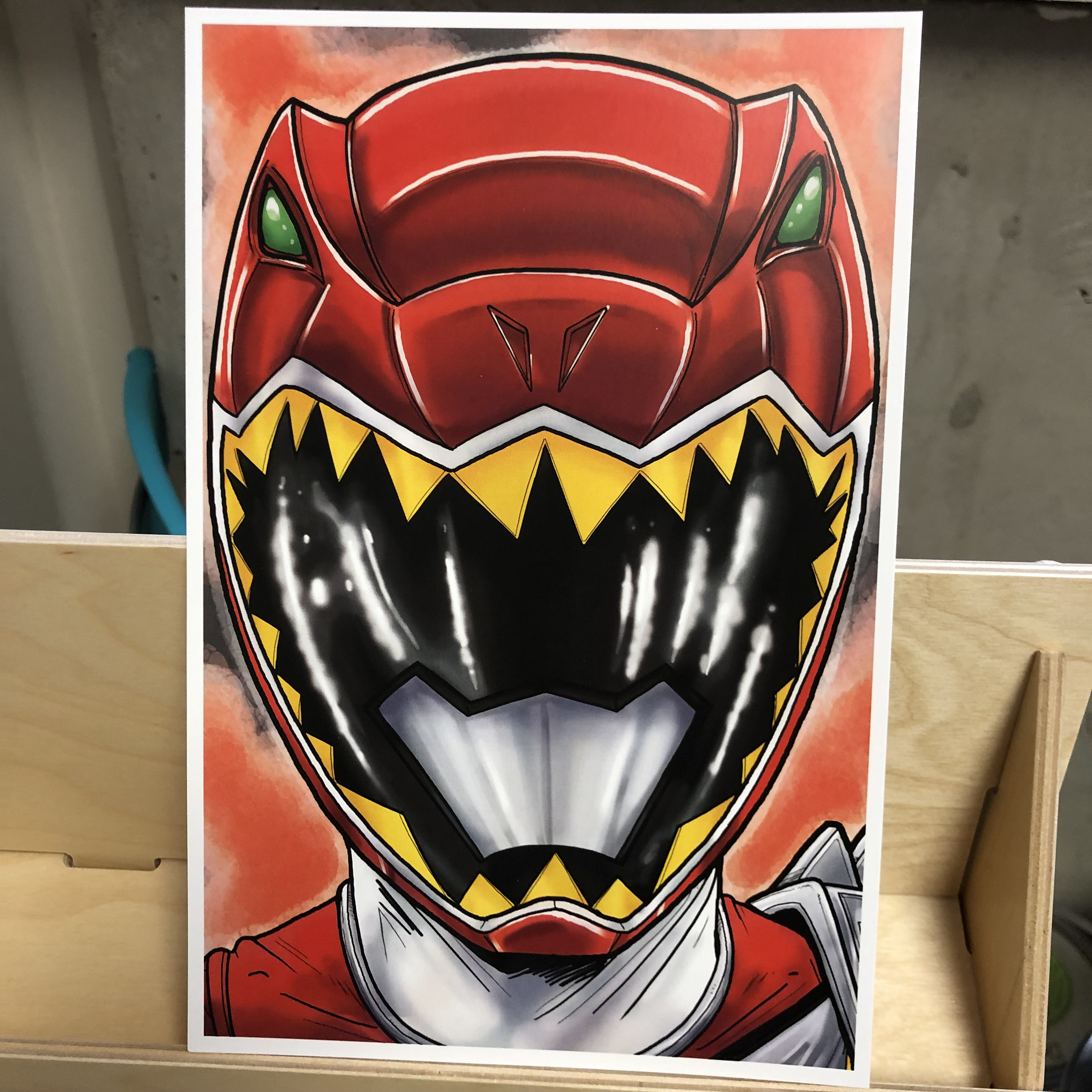 DYNAMIC FORCES  MIGHTY MORPHIN POWER RANGERS 1 LIMITED EDITION BLANK  GETASKETCH EDITION VARIANT SIGNED  REMARKED BY KEN HAESER WITH A RED  POWER RANGER