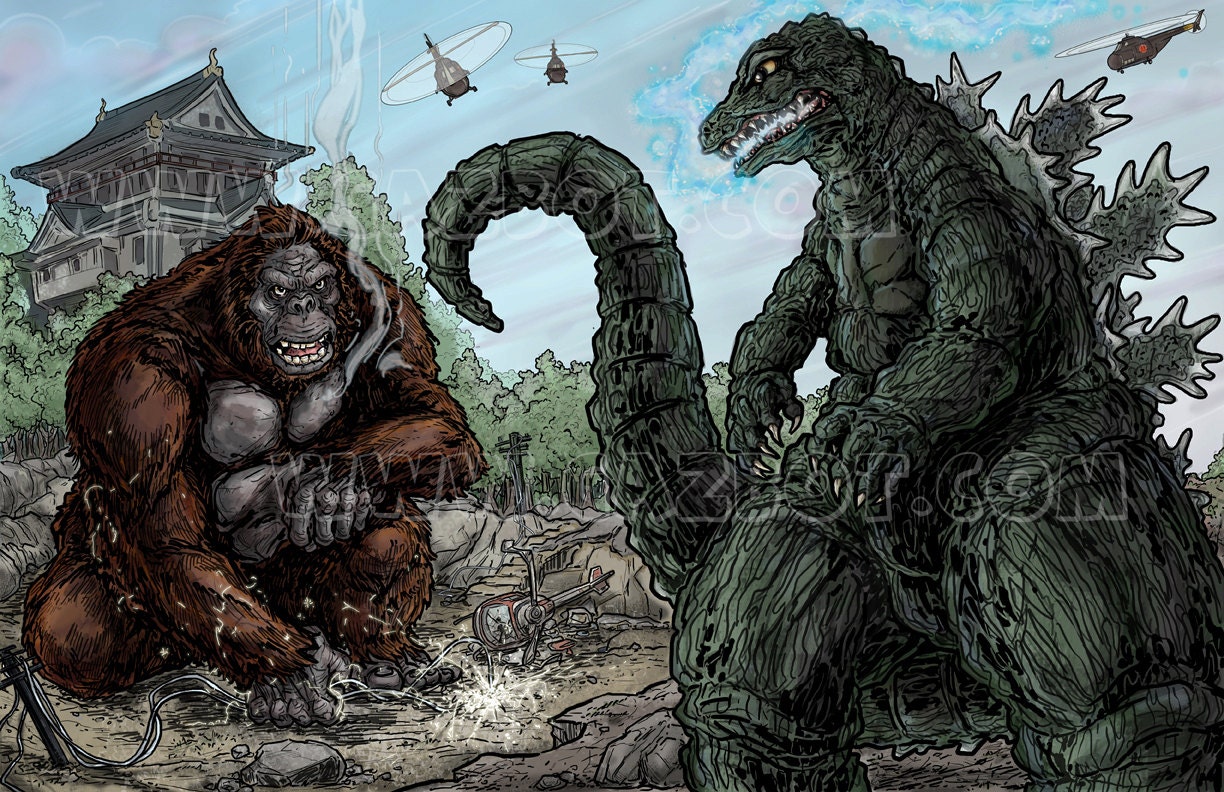 キングコング対ゴジラ ウォールアートプリント | 映画怪獣バトル