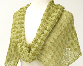 Shawl Scarf, Organic Cotton and Linen, Chartreuse