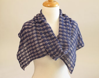 Shawl Scarf, Organic Cotton and Linen, Blue