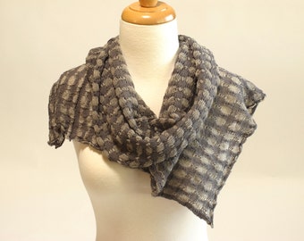 Shawl Scarf, Organic Cotton and Linen, Charcoal Gray