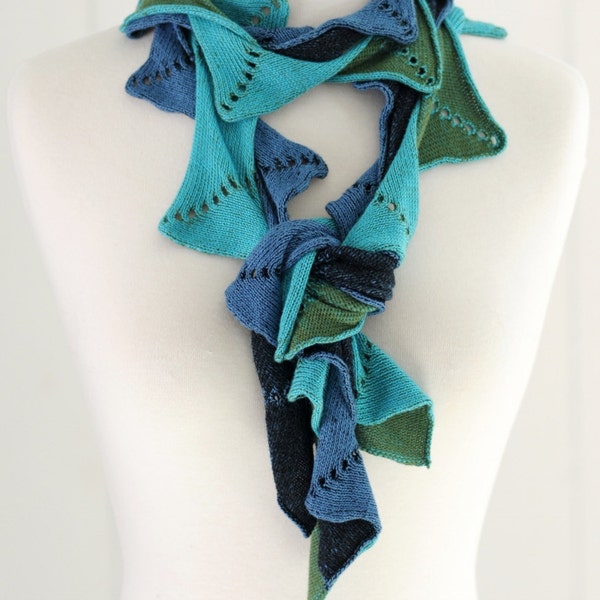 Bamboo Scarf, Double Zig Zag, Blue