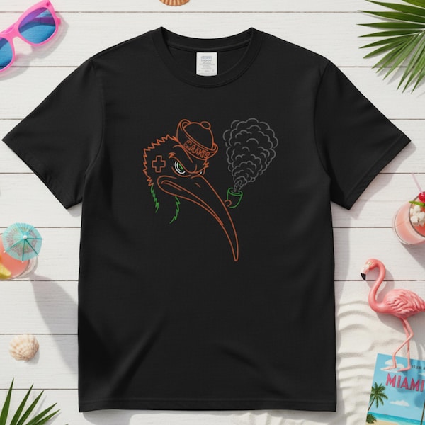 Miami Hurricanes Neon Sebastian Shirt Comfort Colors 1717 | Retro Ibis Design | Canes Game Day Graphic Tee  | Miami HUrricanes Shirt