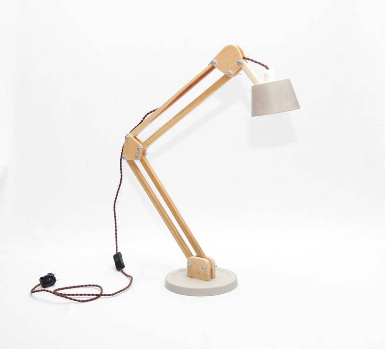 Lampe À Cordon Dl025 Bois Design Main La De En Bureau Fait Avec Tissu f67Yvbgy