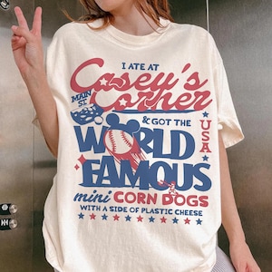 Casey's Corner Shirt, World Famous Mini Corn Dogs - Disney Foodie Tee, Plastic Cheese Main Street USA, Retro Magic Kingdom