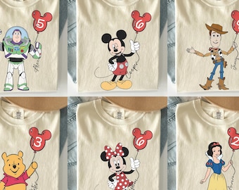 Personalized Disney Character Birthday Shirt, Custom Name Disney Tee, Matching Disneyland Family Birthday Outfit, Disney Vacation Shirt