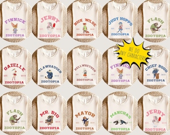 Personalized Disney Zootopia 2 Movie 2025 All Characters Group Shirts, Judy Hopps Nick Wilde Birthday T-Shirt, Disneyland Family Matching