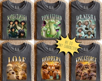 Custom Disney Pixar Movie Hoppers Character Shirt, Disney Family Matching Shirt, Disneyworld Vacation, Mabel, Ellen Bear, Tom Lizard, Loaf