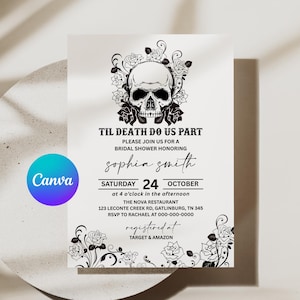 Halloween Bridal Shower Invitation Template – Til Death Do Us Part Invitation – Gothic Bridal Shower Digital Invite – Instant Download APD29