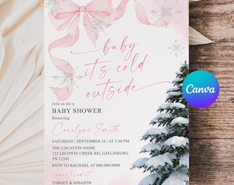 Baby It's Cold Outside Baby Shower Invitation: Snowflake Design (Digital)APD59