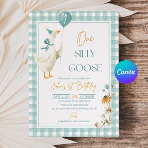 One Silly Goose 1st Birthday Invitation Template (Digital Download) APD38