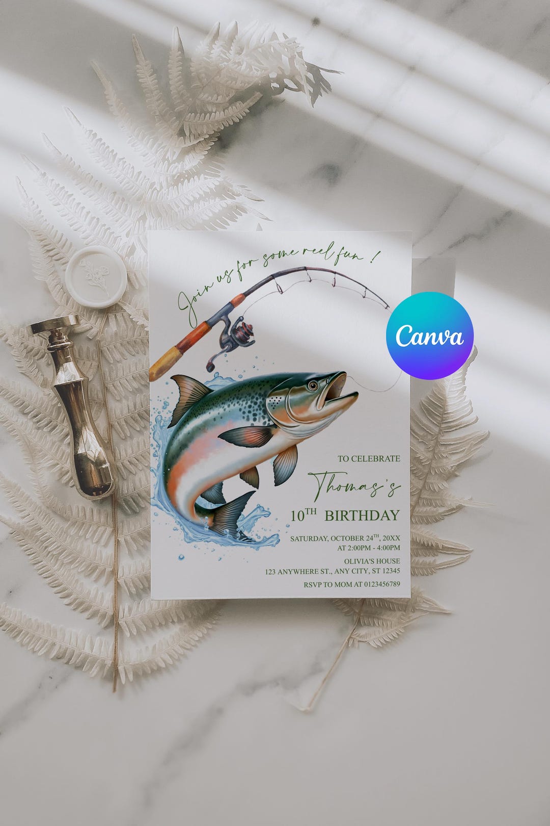 Editable Fishing Birthday Invitation Template, Fishing Invite, Fish ...