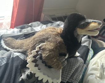 Hand made plush raptor dinosaur