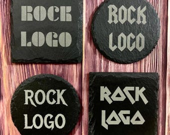 Custom Rock Band Engraved Slate Coasters Personalized Laser Etched