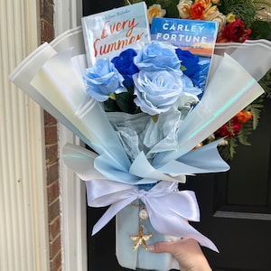 Custom Book Bouquet | Personalized Book + Silk Flower Gift | Unique Reader Gift | Choose Size, Genre, Colors