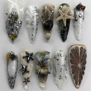 Beachy Press-On Nails: Handcrafted Summer Nail Art