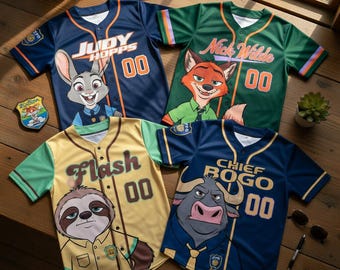 Disney Zootopia basebolltröjor - Judy Hopps, Nick Wilde, Flash, Chief Bogo fanutrustning