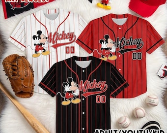 Custom Mickey Mouse Disney Baseball Jersey For Adult Youth Kid Cute Cartoon Sports Apparel
