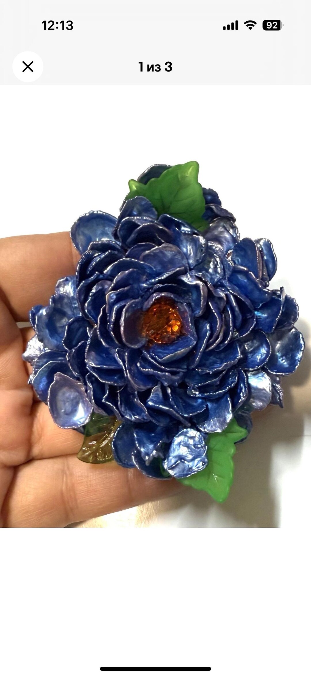 Handmade Mother of Pearl Peony Brooch, Blue Shell Flower Pin, OOAK Art ...