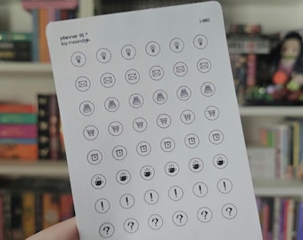 Pixel Icon Sticker Sheet | Planner & Journal Stickers / Ideas / Email / Birthday / Shopping / Meeting / Work / Cafe