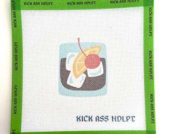 Old Fashioned Needlepoint Canvas / Cocktail Needlepoint Canvas / Printed Needlepoint Canvas