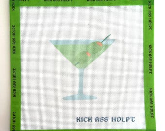 Dirty Martini Needlepoint Canvas / Cocktail Needlepoint Canvas / Printed Needlepoint Canvas