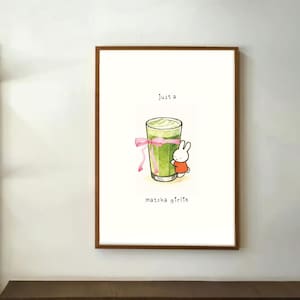 MIFFY Coquette Matcha Hand drawn poster - Illustration | Digital Print, Downloadable Wall Art