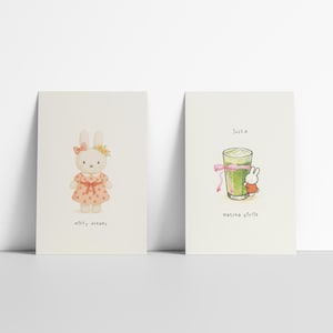 MIFFY Duo Matcha Coquette Illustration Strawberry - Digital Downloadable Wall Art