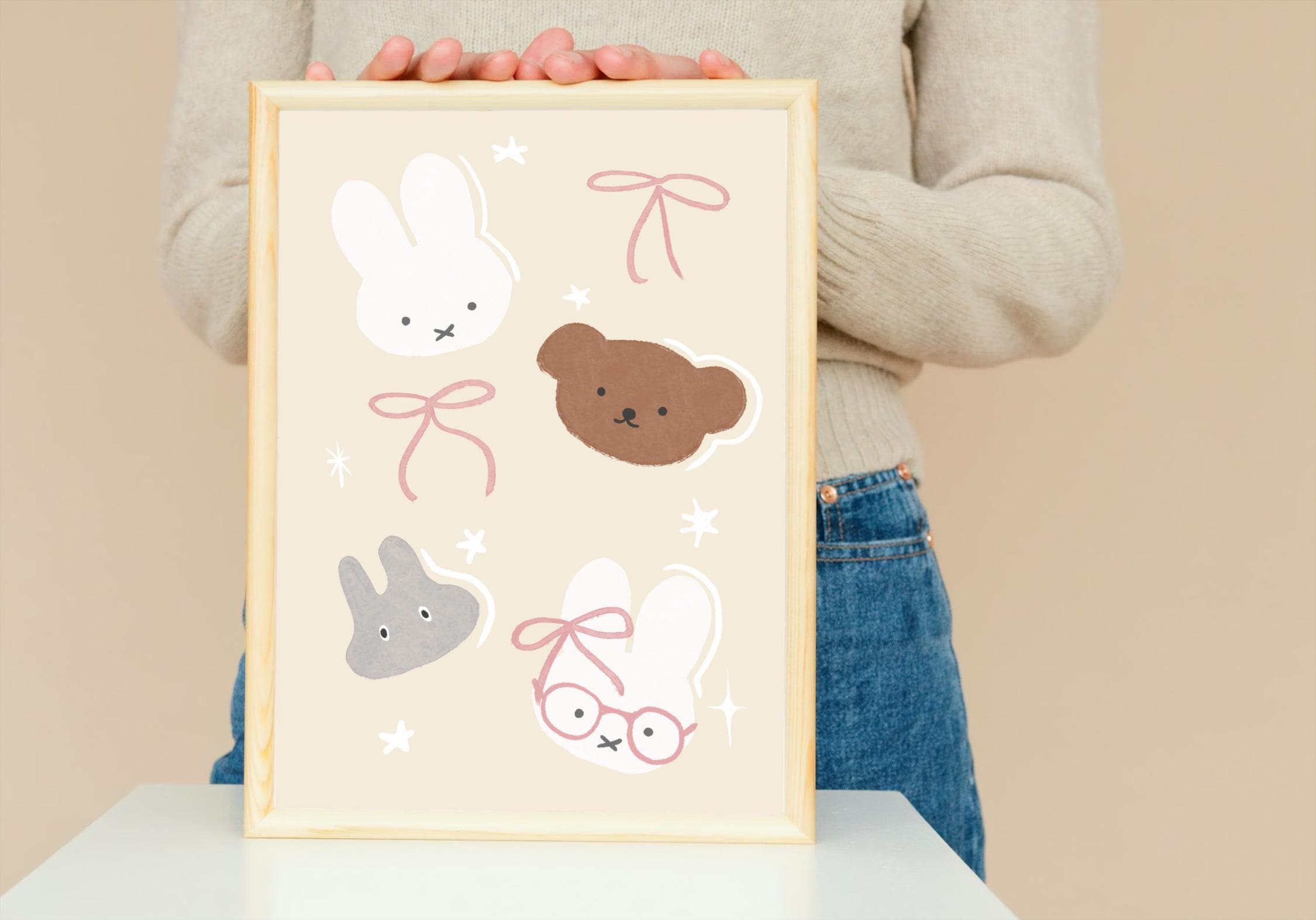 MIFFY Coquette Illustration Bunny Hand Drawn Cute Cuddly Bedroom Wall miffy-coquette-illustration-bunny-hand-drawn-cute-cuddly-bedroom-wall