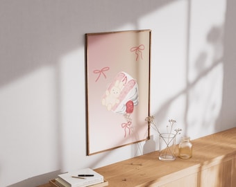 MIFFY Cake & Bow Poster: Teddy Bear Love Cute Cuddly Bedroom Wall Art