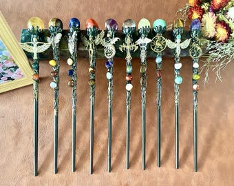 Crystal Magic Wand, Handmade Ritual Wand, Witchcraft Tool, Meditation Crystal Healing Ceremonial Wand, Cosplay Decor, Premium Gifts for Kids