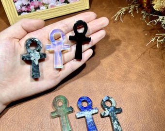 Collezione di ciondoli Ankh in cristallo, simbolo di vita egizio, gioielli spirituali, simbolo sacro, ciondolo metafisico, regali di cristallo per gli amici