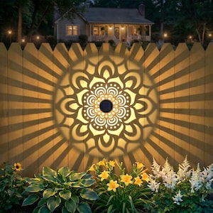 Mandala Solar Fence Lights, Outdoor Garden Decor (Pack of 2)