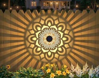 Mandala Solar Fence Lights, Outdoor Garden Decor (Pack of 2)