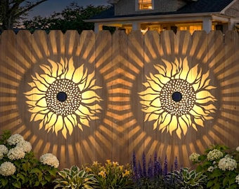 Sunflower Solar Fence Lights Outdoor 2 Pack Solar Deck Step Wall Lamp Garden Decor