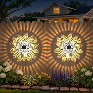 Flower Solar Fence Lights Outdoor 2 Pack Solar Deck Step Wall Lamp Garden Decor