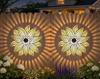 Flower Solar Fence Lights Outdoor 2 Pack Solar Deck Step Wall Lamp Garden Decor