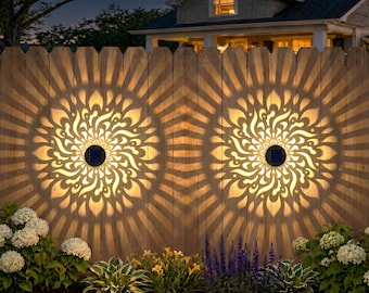 Mandala Solar Fence Lights Outdoor Solar Deck Step Wall Lamp Garden Decor(2 Pack)