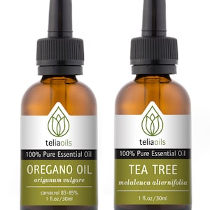 TOP - QUALITÄT Ätherische Öle Set 2/30 Ml (Teebaum, Wild Oregano Öl) - 100% rein, für Aromatherapie Geschenkkollektion