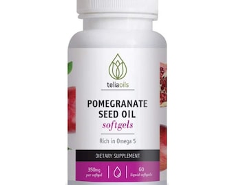 Pomegranate Seed Oil Softgels, The Healthiest Fruits of the world, Antioxidant, Omega 5, 60 Softgels