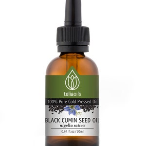 Teliaoils Black Cumin Seed Oil, 100% Pure Organic Cold Pressed, Skin Nails & Hair, an excellent Antioxidant 1. fl oz/ 30 ml
