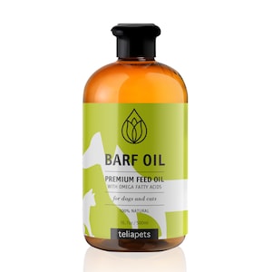 Teliapets Barf Oil, 100% Natural Premium Feed Oil Cold Pressed Oils - Rich in Omega-3, Omega-5, Omega-6, Raw Feed Material for Dogs and Cats