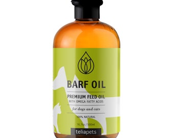 Teliapets Barf Oil, 100% Natural Premium Feed Oil Cold Pressed Oils - Rich in Omega-3, Omega-5, Omega-6, Raw Feed Material for Dogs and Cats