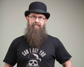 Steampunk T-Shirt - "Can I Buy You A Beard?"