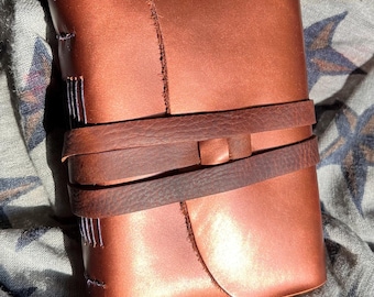 Hand-Crafted Leather Wrap Journal Filled with Hand-Made Paper from India