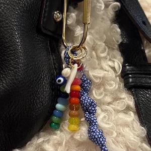 Handbag Keychain, Glass Beaded Handbag Keychain, Handmade and Customized, Perfect as Purse Gift