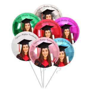 Custom Graduation Balloons With Photo, Personalized 18 Inch Foil Balloons With Your Photo And Text